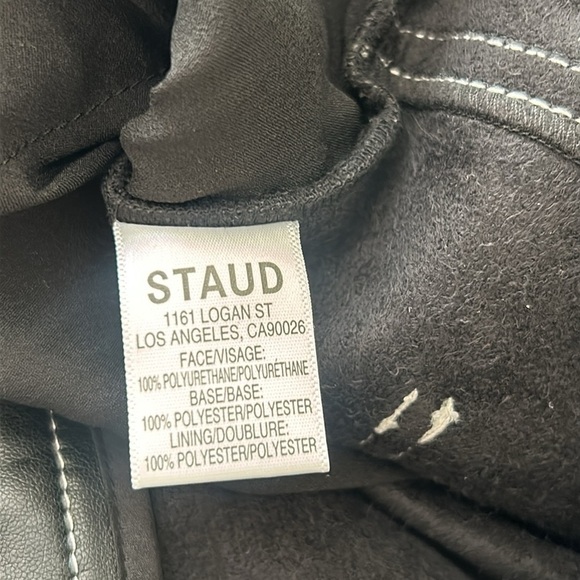 STAUD Elliot High Waist Faux Leather Trouser Straight Leg Black Color Size 8 - Picture 13 of 13